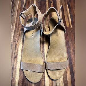 Lucky Brand Tan Wedge Sandals with Ankle Strap size 10